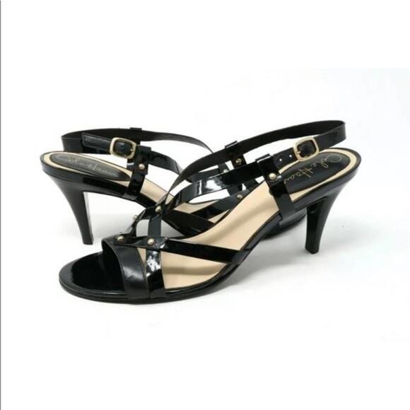 Cole Haan Patent Leather Strappy Studded Heels - Picture 1 of 7